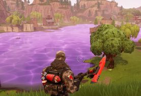 Purple Fortnite Cube Melts Into Loot Lake